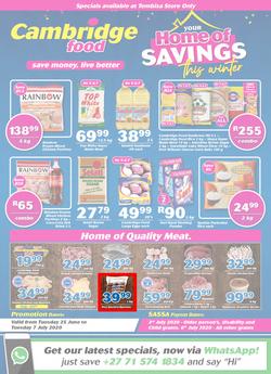 Cambridge Food Tembisa : Home Of Savings (25 June - 7 July 2020), page 1