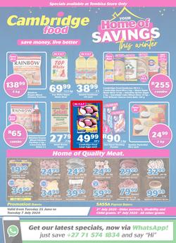Cambridge Food Tembisa : Home Of Savings (25 June - 7 July 2020), page 1
