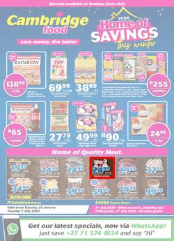 Cambridge Food Tembisa : Home Of Savings (25 June - 7 July 2020), page 1