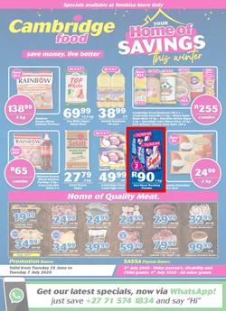 Cambridge Food Tembisa : Home Of Savings (25 June - 7 July 2020), page 1
