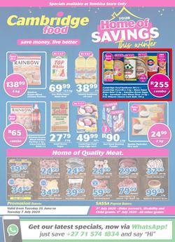 Cambridge Food Tembisa : Home Of Savings (25 June - 7 July 2020), page 1