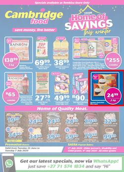 Cambridge Food Tembisa : Home Of Savings (25 June - 7 July 2020), page 1