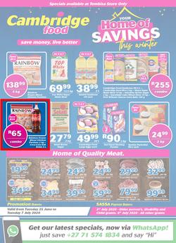 Cambridge Food Tembisa : Home Of Savings (25 June - 7 July 2020), page 1