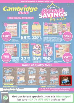 Cambridge Food Tembisa : Home Of Savings (25 June - 7 July 2020), page 1
