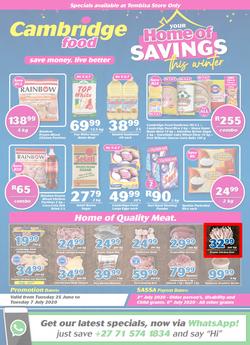 Cambridge Food Tembisa : Home Of Savings (25 June - 7 July 2020), page 1