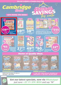 Cambridge Food Tembisa : Home Of Savings (25 June - 7 July 2020), page 1