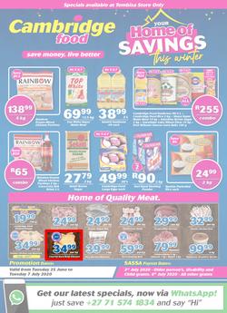 Cambridge Food Tembisa : Home Of Savings (25 June - 7 July 2020), page 1