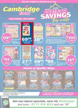 Cambridge Food Tembisa : Home Of Savings (25 June - 7 July 2020), page 1