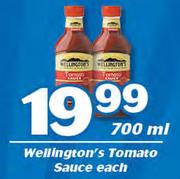 Wellington's Tomato Sauce-700ml Each