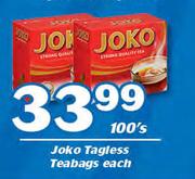 Joko Tagless Teabags-100's Each