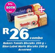 Bakers Tennis Biscuits 200g + Blue Label Marie Biscuits Assorted 200g Combo