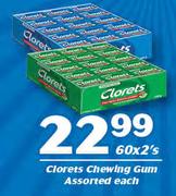 Clores Chewing Gum Assorted-60x2's Each
