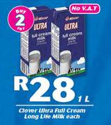 Clover Ultra Full Cream Long Life Milk-2x1Ltr