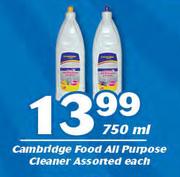 Cambridge Food All Purpose Cleaner Assorted-750ml Each