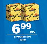 Lion Matches-10's Each