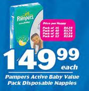 Pampers Active Baby Value Pack Disposable Nappies-Each