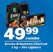 Etosha Briquettes/ Charcoal 3kg + Fire Lighters Combo