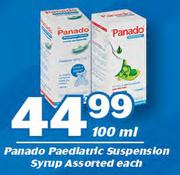 Panado Paediatric Suspension Syrup Assorted-100ml Each