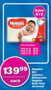 Huggies Dry Comfort Disposable Nappies Bulk Pack Assorted-Each