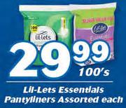 Lil-Lets Essentials Pantyliners-100's Each