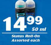 Status Roll On Assorted-50ml Each
