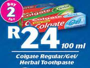 Colgate Regular/Gel/Herbal Toothpaste-2x100ml