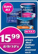 Always Maxi Sanitary Pads Assorted-8's/9's/10's Pack Each