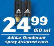 Adidas Deodorant Spray Assorted-150ml Each