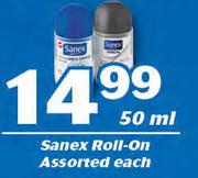 Sanex Roll On Assorted-50ml Each