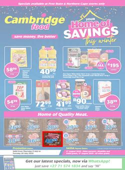 Cambridge Food Free State & Northern Cape : Home Of Savings (9 July - 28 July 2020), page 1