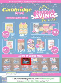 Cambridge Food Free State & Northern Cape : Home Of Savings (9 July - 28 July 2020), page 1