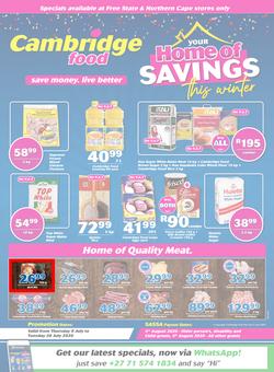 Cambridge Food Free State & Northern Cape : Home Of Savings (9 July - 28 July 2020), page 1