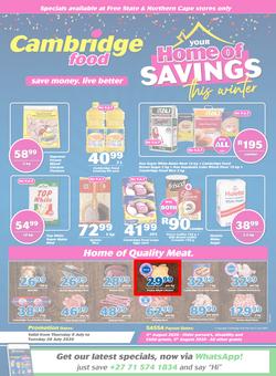Cambridge Food Free State & Northern Cape : Home Of Savings (9 July - 28 July 2020), page 1