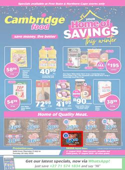 Cambridge Food Free State & Northern Cape : Home Of Savings (9 July - 28 July 2020), page 1