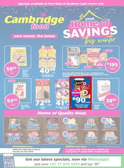 Cambridge Food Free State & Northern Cape : Home Of Savings (9 July - 28 July 2020), page 1
