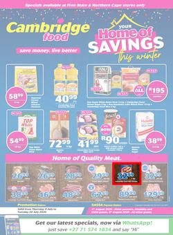 Cambridge Food Free State & Northern Cape : Home Of Savings (9 July - 28 July 2020), page 1