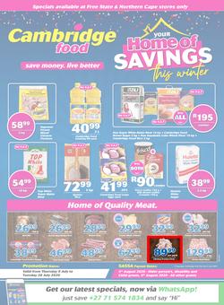 Cambridge Food Free State & Northern Cape : Home Of Savings (9 July - 28 July 2020), page 1