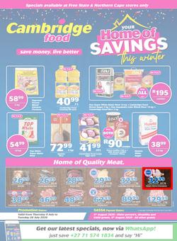 Cambridge Food Free State & Northern Cape : Home Of Savings (9 July - 28 July 2020), page 1