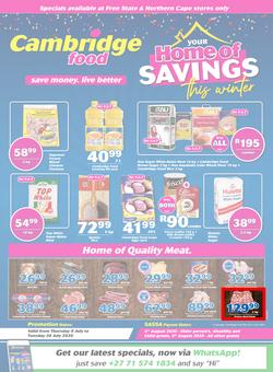 Cambridge Food Free State & Northern Cape : Home Of Savings (9 July - 28 July 2020), page 1