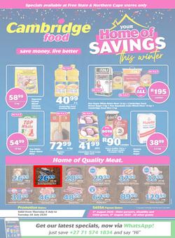Cambridge Food Free State & Northern Cape : Home Of Savings (9 July - 28 July 2020), page 1