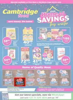 Cambridge Food Free State & Northern Cape : Home Of Savings (9 July - 28 July 2020), page 1
