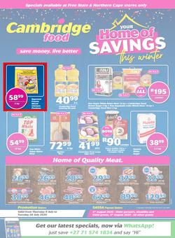 Cambridge Food Free State & Northern Cape : Home Of Savings (9 July - 28 July 2020), page 1