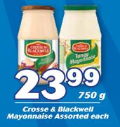 Crosse & Blackwell Mayonnaise Assorted-750g Each