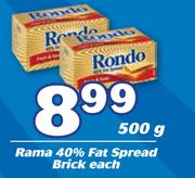 Rama 40% Fat Spread Brick-500g Each