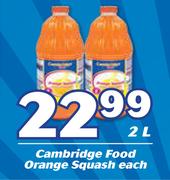 Cambridge Food Orange Squash-2Ltr Each