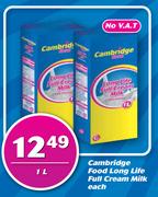 Cambridge Food Long Life Full Cream Milk-1Ltr Each