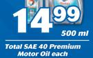 Total SAE 40 Premium Motor Oil-500ml Each