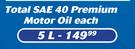Total SAE 40 Premium Motor Oil-5Ltr