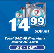 Total SAE 40 Premium Motor Oil-500ml Each