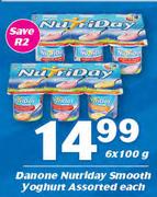 Danone Nutriday Smooth Yoghurt Assorted-6x100g Each
